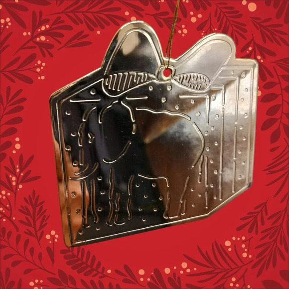 Elephant Embossed Metal Christmas Ornament - Picture 3 of 5